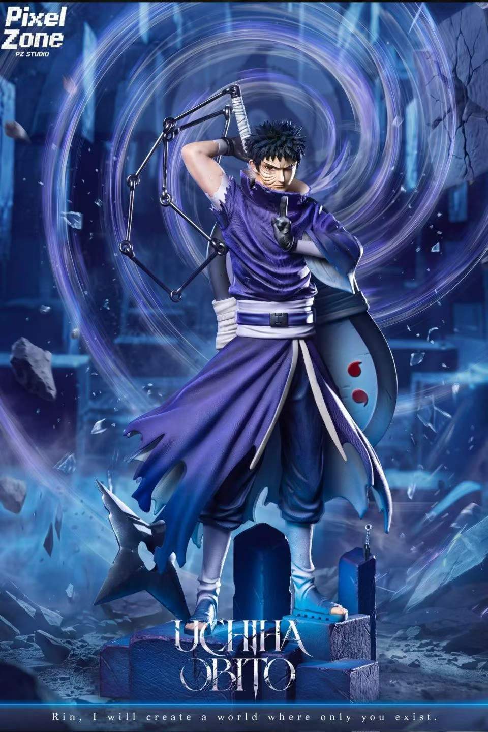 `Pixel Zone STUDIO Naruto Uchiha Obito Limited GK Statue With Light-up Head Sculpt`