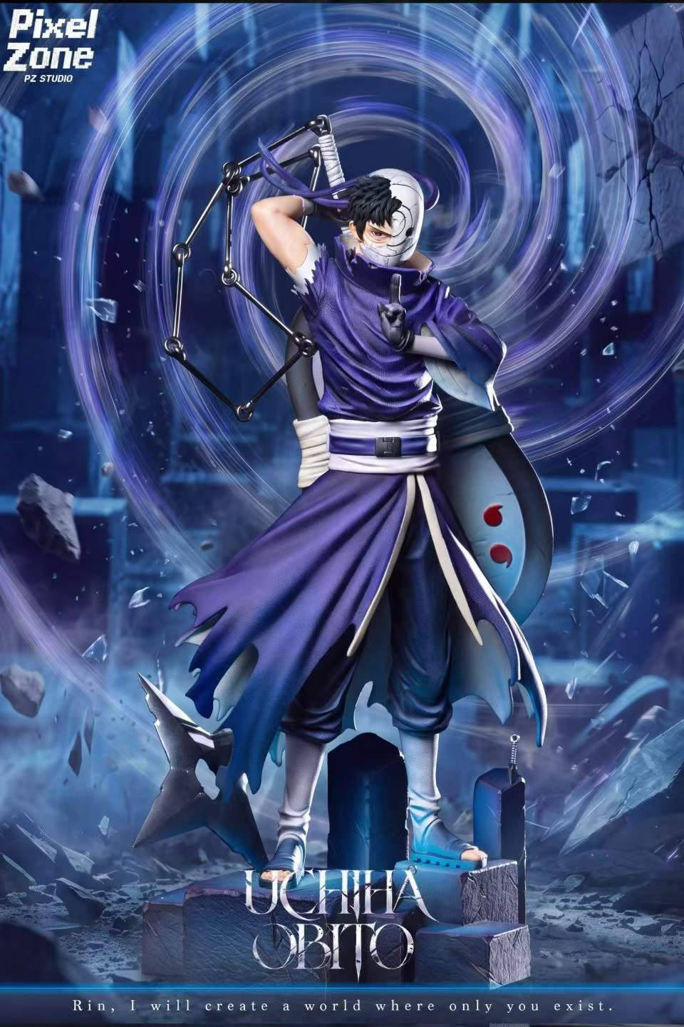 `Pixel Zone STUDIO Naruto Uchiha Obito Limited GK Statue With Light-up Head Sculpt`