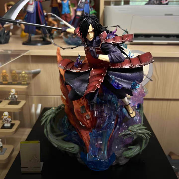 Naruto Asai Burning Wind Madara By Statue Brother Limited GK Figure 43CM Double Head Sculpt Metal Nameplate Matte Full Body Paint In‑Stock Statue