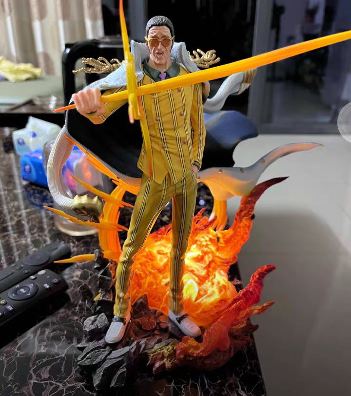 One Piece LZ Kizaru S+ High Grade GK Figure 32CM Light‑Up Effect Parts Matte Full Paint In‑Stock Collectible Statue