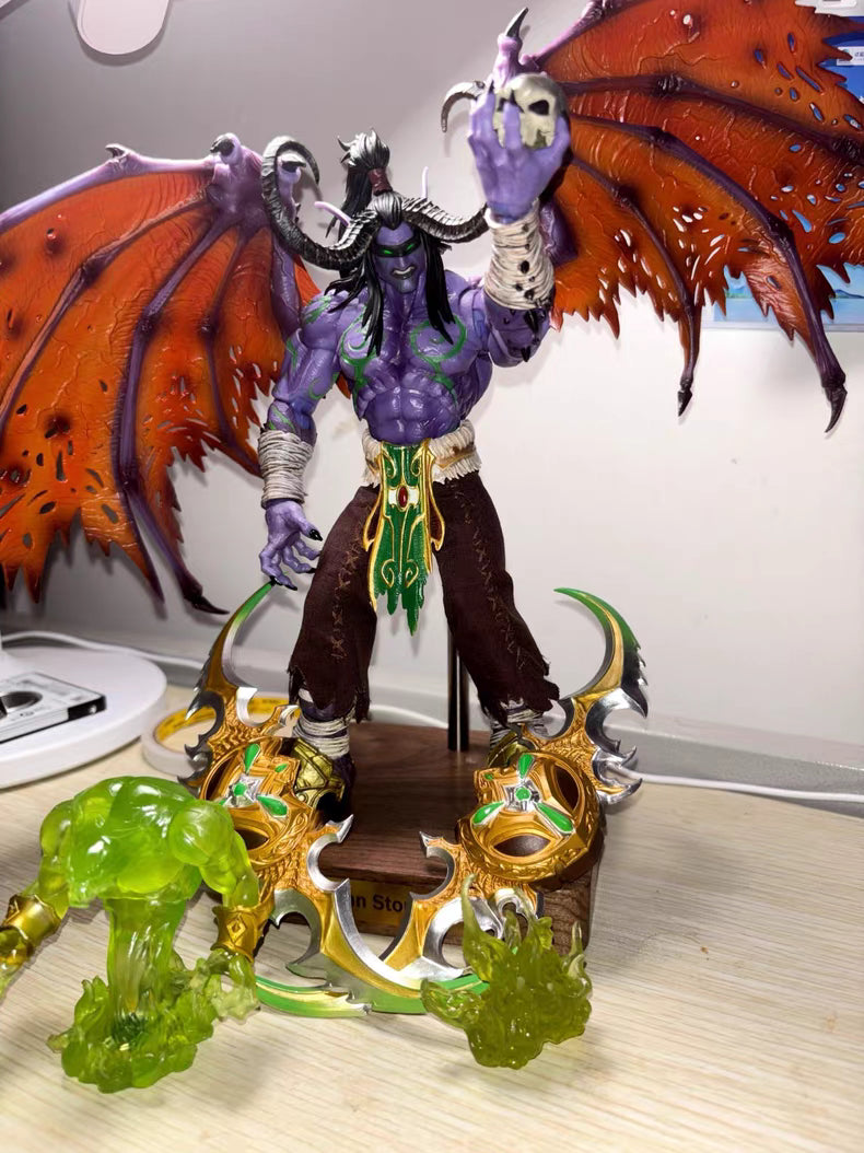 World of Warcraft Illidan Stormrage Demon Hunter GK Figure 30CM Movable Joints Bonus Accessories In‑Stock Statue Gift
