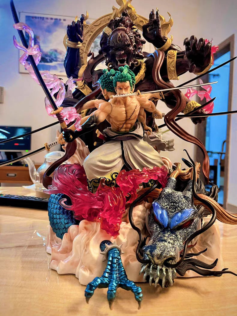 MRJ One Piece Wano Kuni Nine‑Sword Asura Zoro GK Figure 52CM Large Heavy In‑Stock Statue