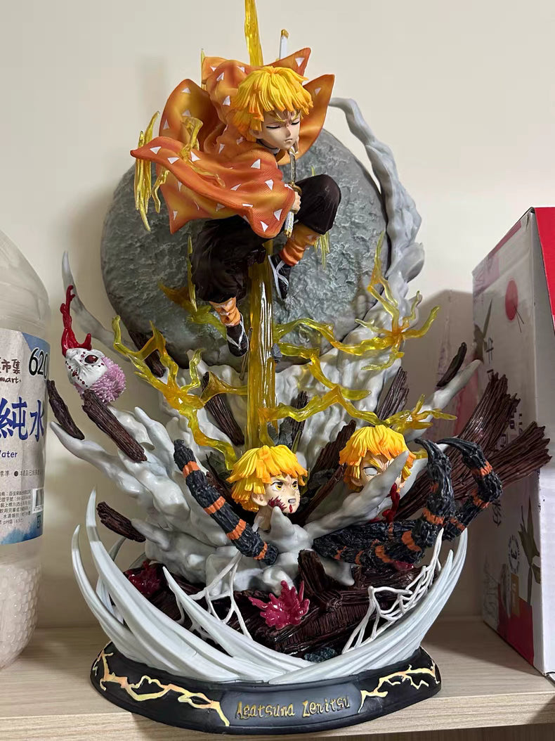 Demon Slayer Zenitsu Agatsuma Thunder Flash GK Figure 50CM Light‑Up In‑Stock Large Statue