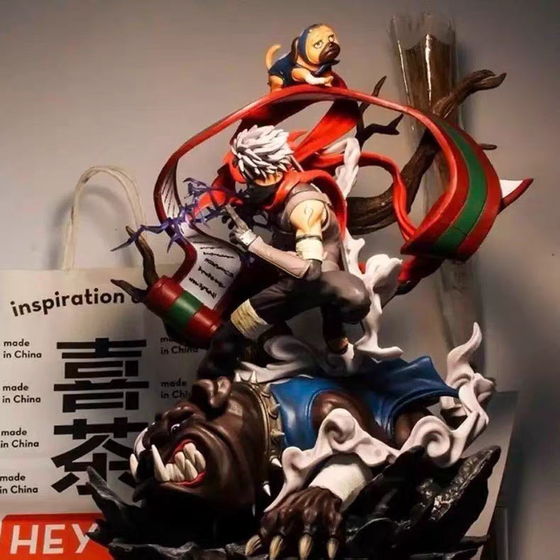 Naruto ANBU Kakashi With Sharingan & Summon Dogs KOL GK Figure 40CM Engraved Base Full Paint In‑Stock Statue