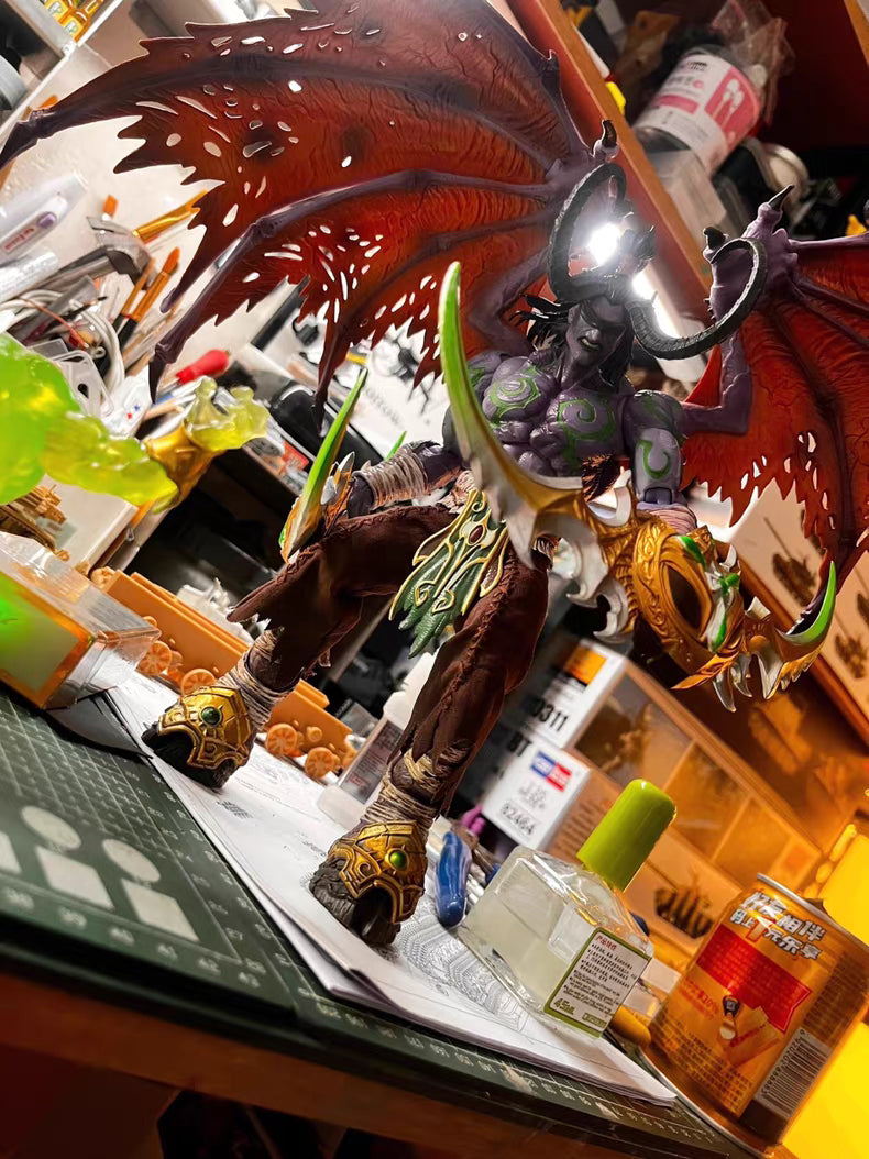 World of Warcraft Illidan Stormrage Demon Hunter GK Figure 30CM Movable Joints Bonus Accessories In‑Stock Statue Gift