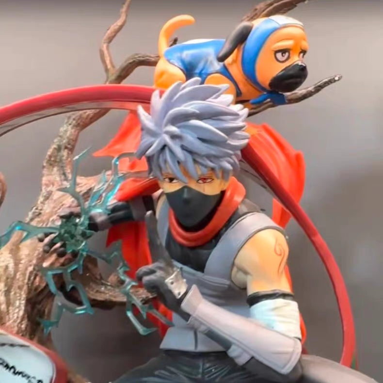 Naruto ANBU Kakashi With Sharingan & Summon Dogs KOL GK Figure 40CM Engraved Base Full Paint In‑Stock Statue