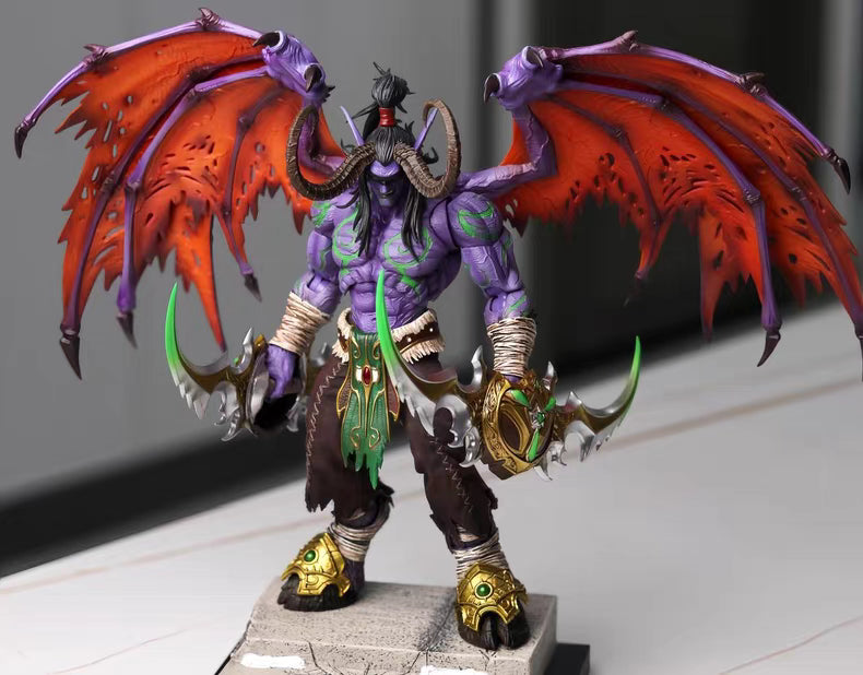 World of Warcraft Illidan Stormrage Demon Hunter GK Figure 30CM Movable Joints Bonus Accessories In‑Stock Statue Gift