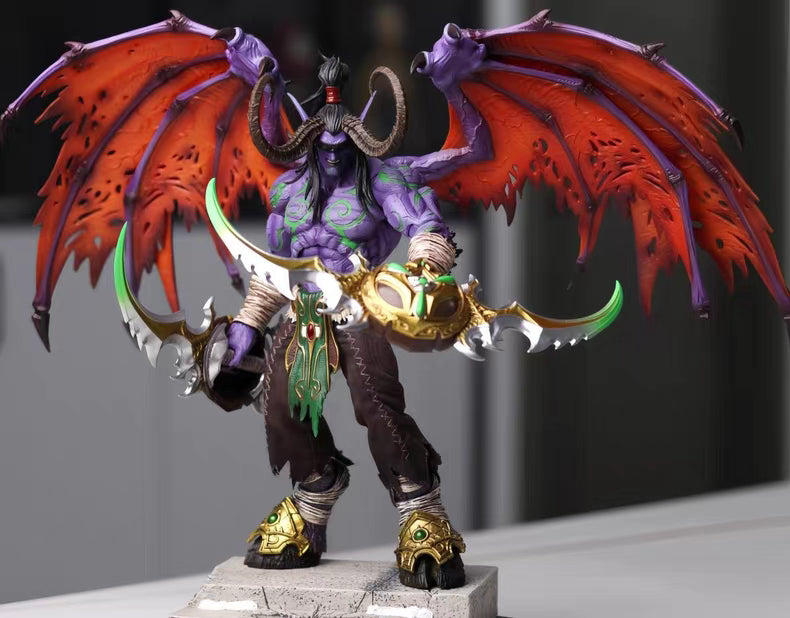 World of Warcraft Illidan Stormrage Demon Hunter GK Figure 30CM Movable Joints Bonus Accessories In‑Stock Statue Gift
