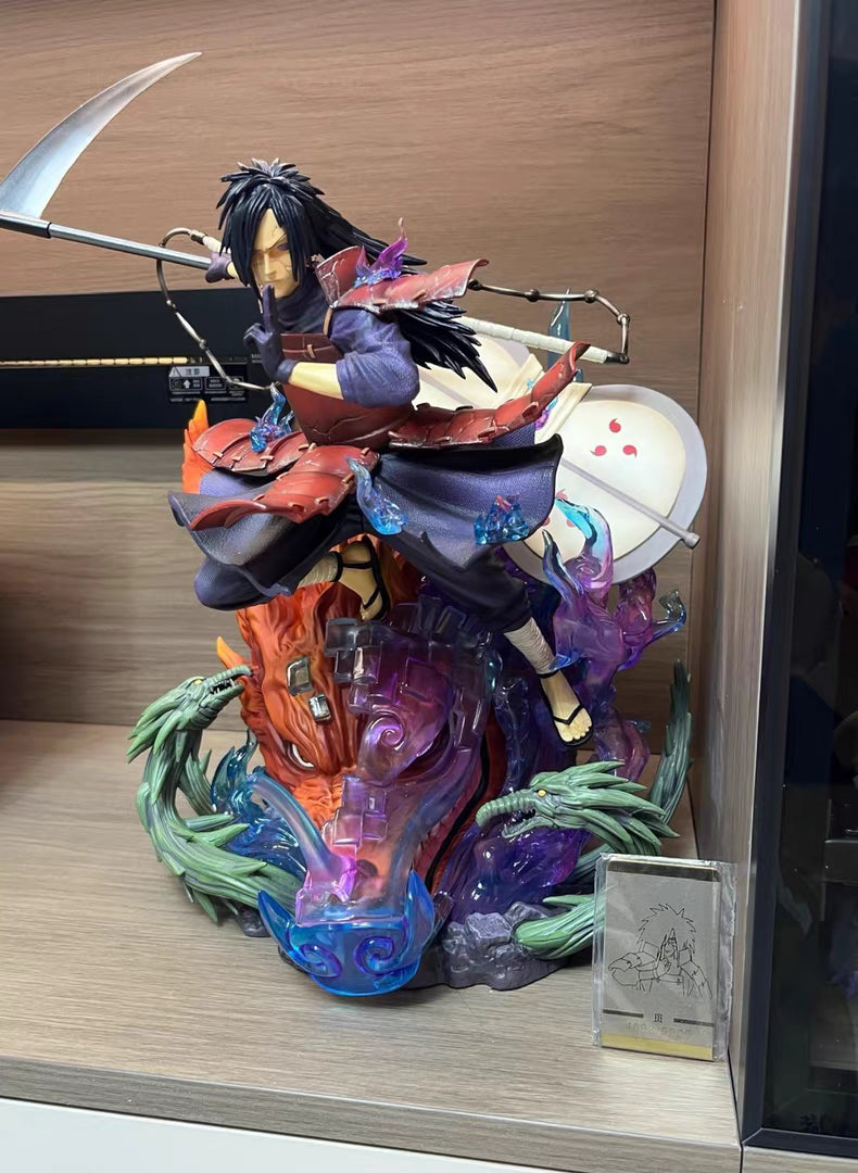 Naruto Asai Burning Wind Madara By Statue Brother Limited GK Figure 43CM Double Head Sculpt Metal Nameplate Matte Full Body Paint In‑Stock Statue