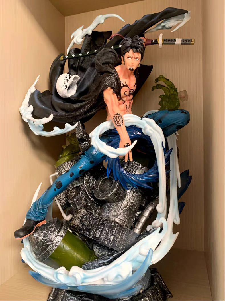 One Piece WANXI Trafalgar Law Limited Edition GK Figure 34CM Light‑Up Effect Parts In‑Stock Statue