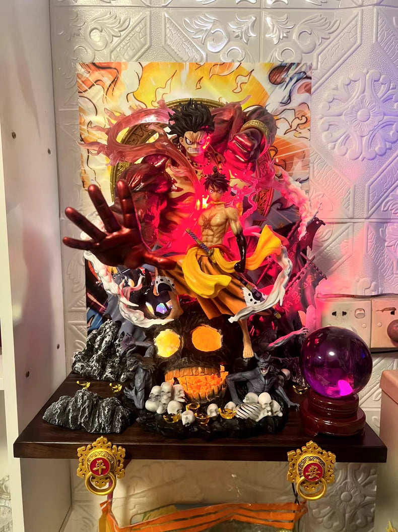 One Piece Shifengshe Wano Country Windflow Phantom Buddha Fist Luffy 48CM Light‑Up Base GK Statue Limited Edition In‑Stock