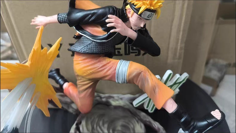 Naruto Battle Scene Rescue Mode Uzumaki Naruto GK Figure 24CM Double Head Sculpt Replaceable Hands Matte Full Paint In‑Stock Statue