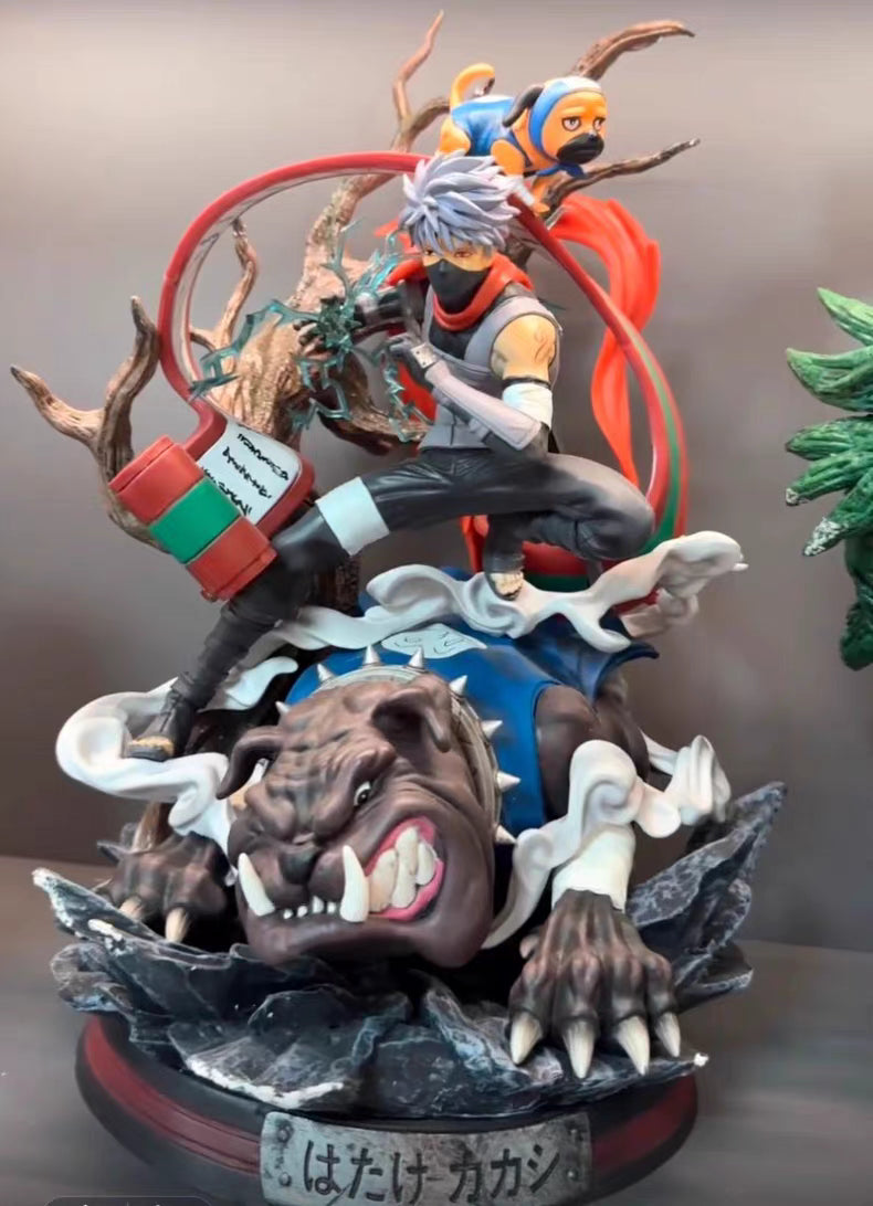 Naruto ANBU Kakashi With Sharingan & Summon Dogs KOL GK Figure 40CM Engraved Base Full Paint In‑Stock Statue