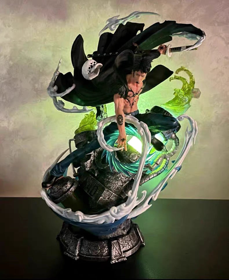 One Piece WANXI Trafalgar Law Limited Edition GK Figure 34CM Light‑Up Effect Parts In‑Stock Statue