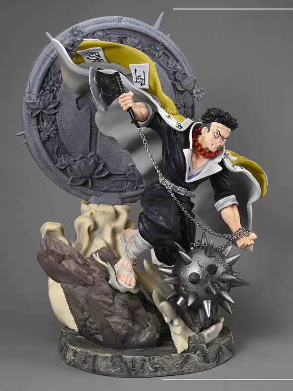 Demon Slayer Simple Carving Gyomei Himejima GK Figure 41CM Double Head Sculpt Light-Up In‑Stock Collectible Statue