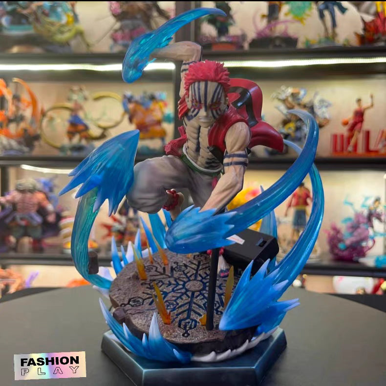 GW Demon Slayer Upper Rank 3 Akaza GK Figure 28CM Deluxe Version Light‑Up Scene Statue In‑Stock