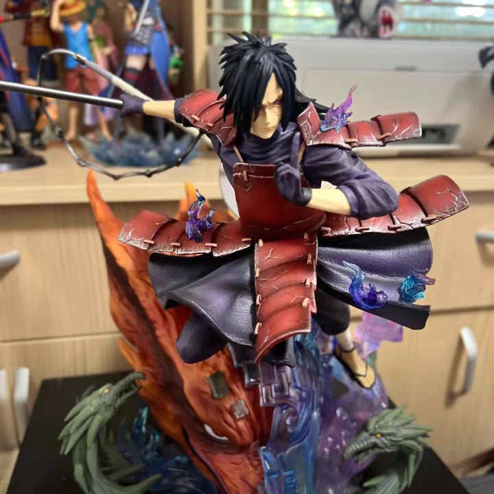 Naruto Asai Burning Wind Madara By Statue Brother Limited GK Figure 43CM Double Head Sculpt Metal Nameplate Matte Full Body Paint In‑Stock Statue