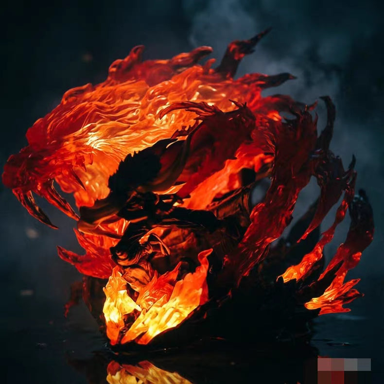 Demon Slayer Fantasy Studio Kyojuro Rengoku With Flame Tiger GK Figure 27CM Double Head Sculpt Light-Up In‑Stock Collectible Statue