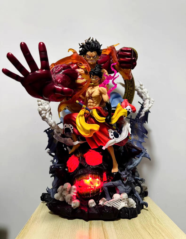 One Piece Shifengshe Wano Country Windflow Phantom Buddha Fist Luffy 48CM Light‑Up Base GK Statue Limited Edition In‑Stock