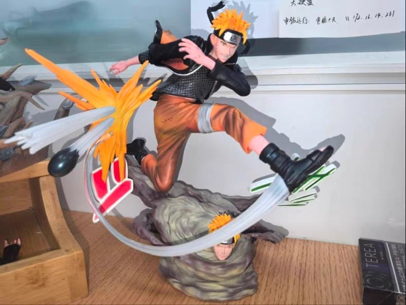 Naruto Battle Scene Rescue Mode Uzumaki Naruto GK Figure 24CM Double Head Sculpt Replaceable Hands Matte Full Paint In‑Stock Statue