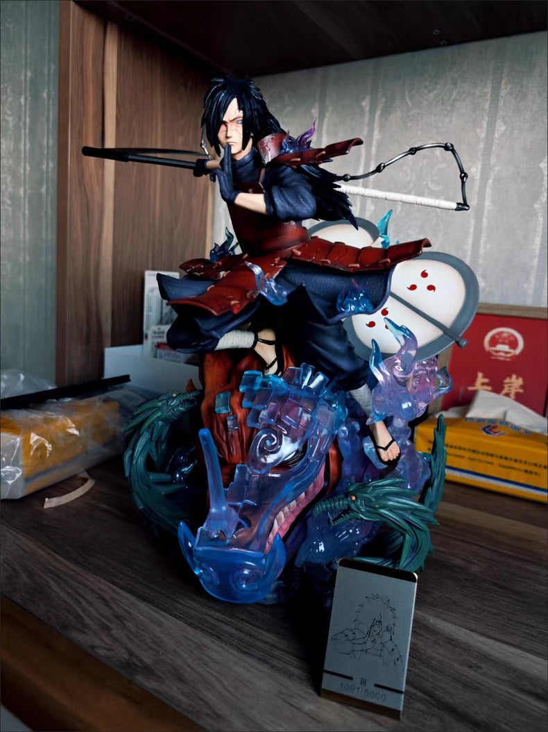 Naruto Asai Burning Wind Madara By Statue Brother Limited GK Figure 43CM Double Head Sculpt Metal Nameplate Matte Full Body Paint In‑Stock Statue