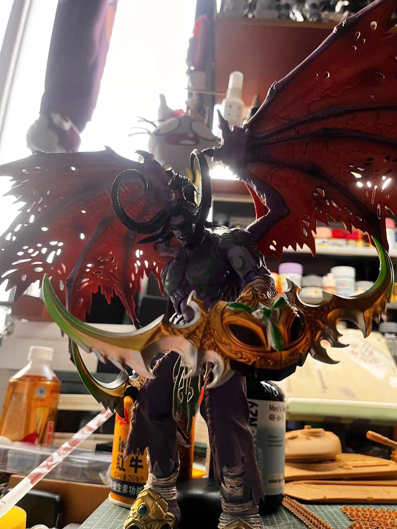 World of Warcraft Illidan Stormrage Demon Hunter GK Figure 30CM Movable Joints Bonus Accessories In‑Stock Statue Gift