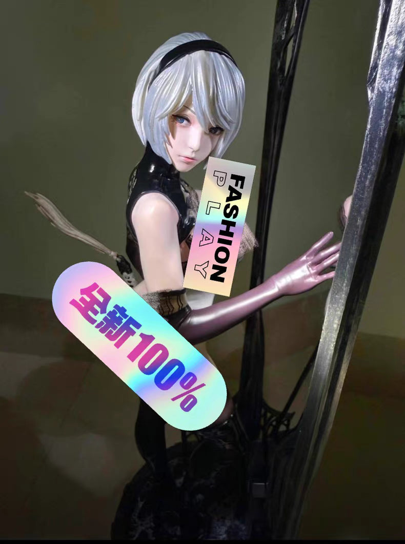 NieR Automata DS Series 2B 1/4 Scale GK Figure 60CM Double Head Sculpt Mirror Reflective Design In‑Stock Statue