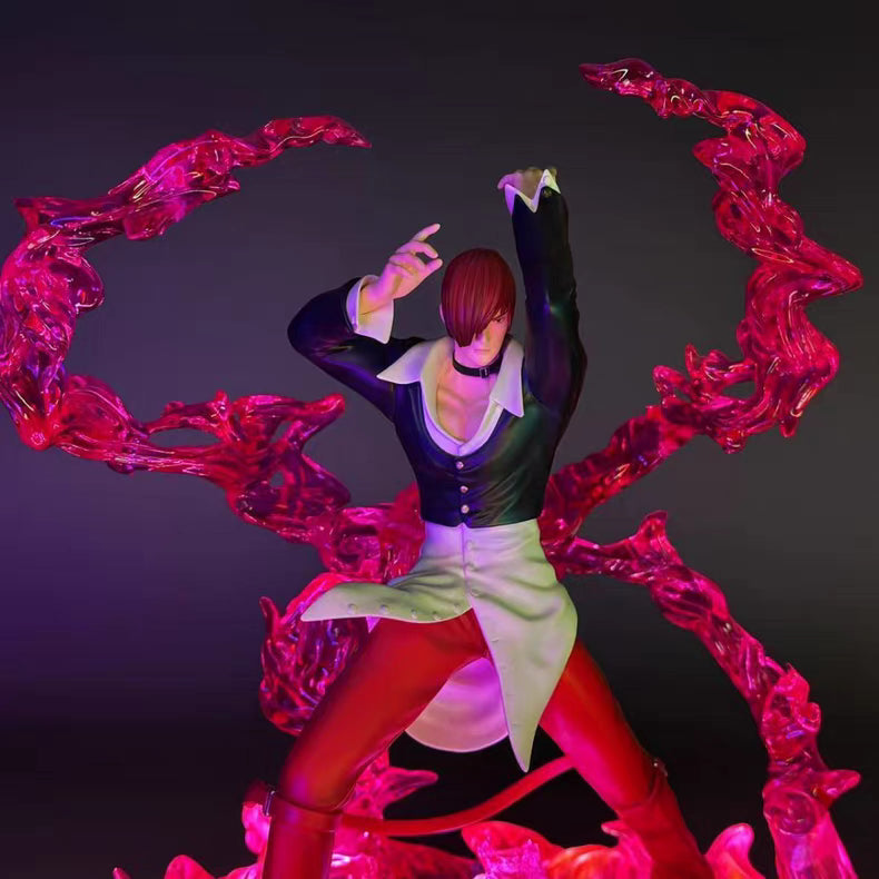 The King of Fighters 97 Iori Yagami GT Resin GK Figure 27CM Light‑Up Battle Scene Statue Gift