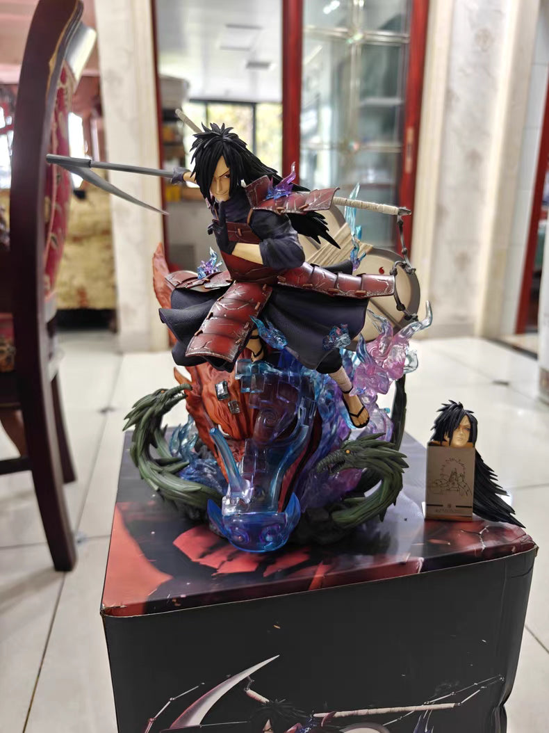 Naruto Asai Burning Wind Madara By Statue Brother Limited GK Figure 43CM Double Head Sculpt Metal Nameplate Matte Full Body Paint In‑Stock Statue