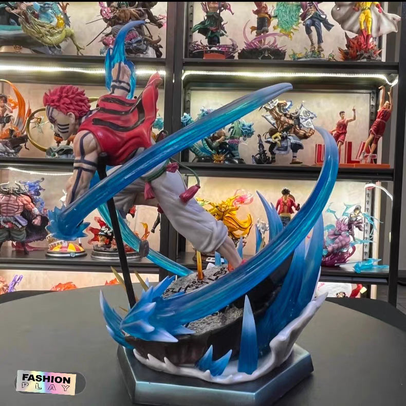GW Demon Slayer Upper Rank 3 Akaza GK Figure 28CM Deluxe Version Light‑Up Scene Statue In‑Stock