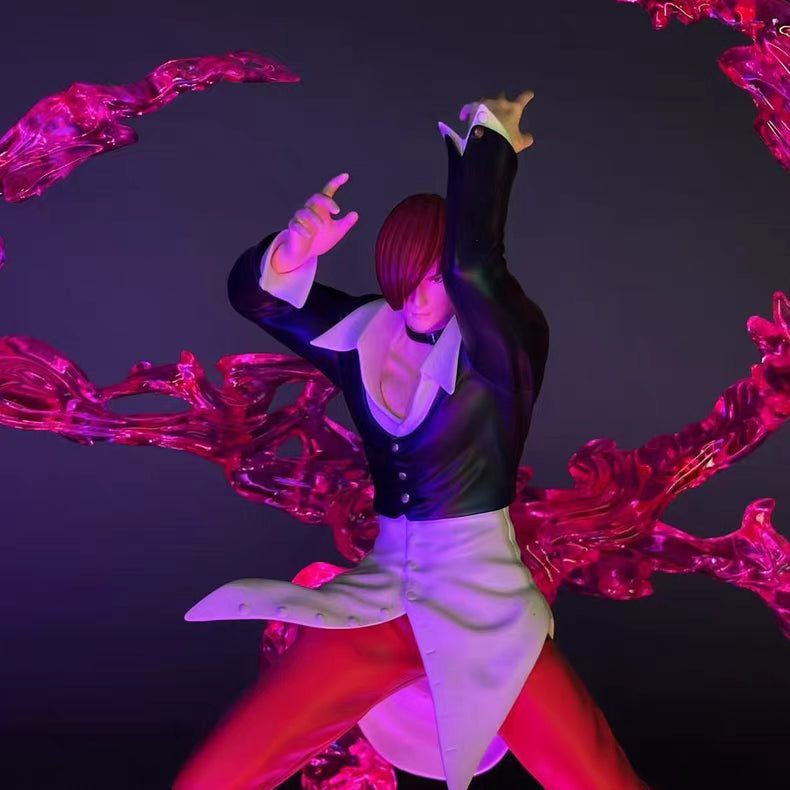 The King of Fighters 97 Iori Yagami GT Resin GK Figure 27CM Light‑Up Battle Scene Statue Gift