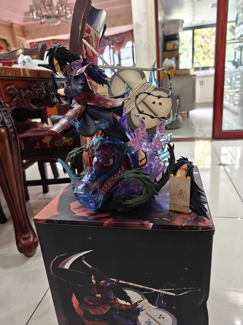 Naruto Asai Burning Wind Madara By Statue Brother Limited GK Figure 43CM Double Head Sculpt Metal Nameplate Matte Full Body Paint In‑Stock Statue