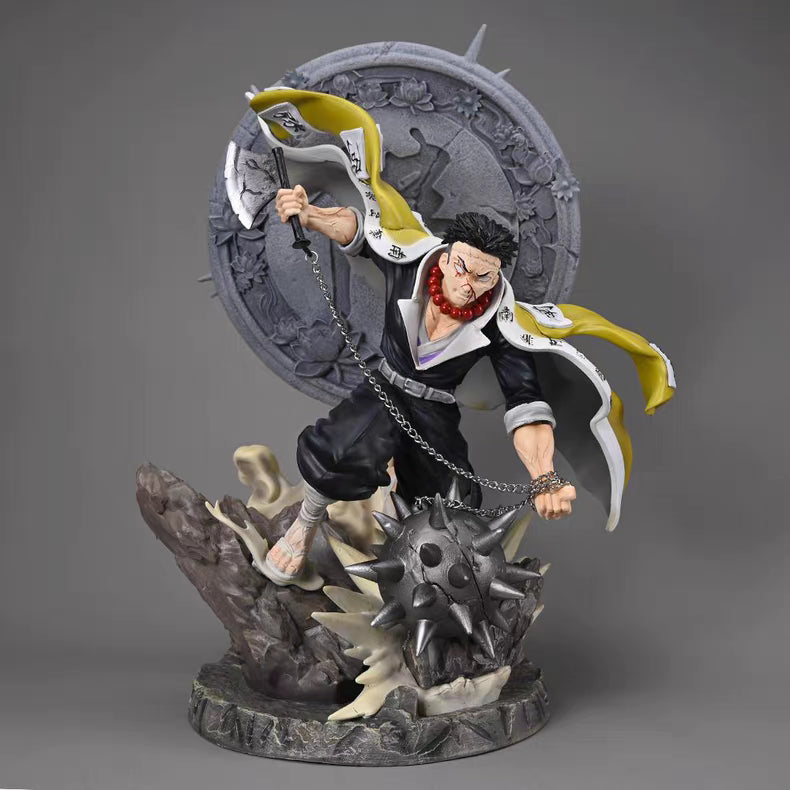 Demon Slayer Simple Carving Gyomei Himejima GK Figure 41CM Double Head Sculpt Light-Up In‑Stock Collectible Statue