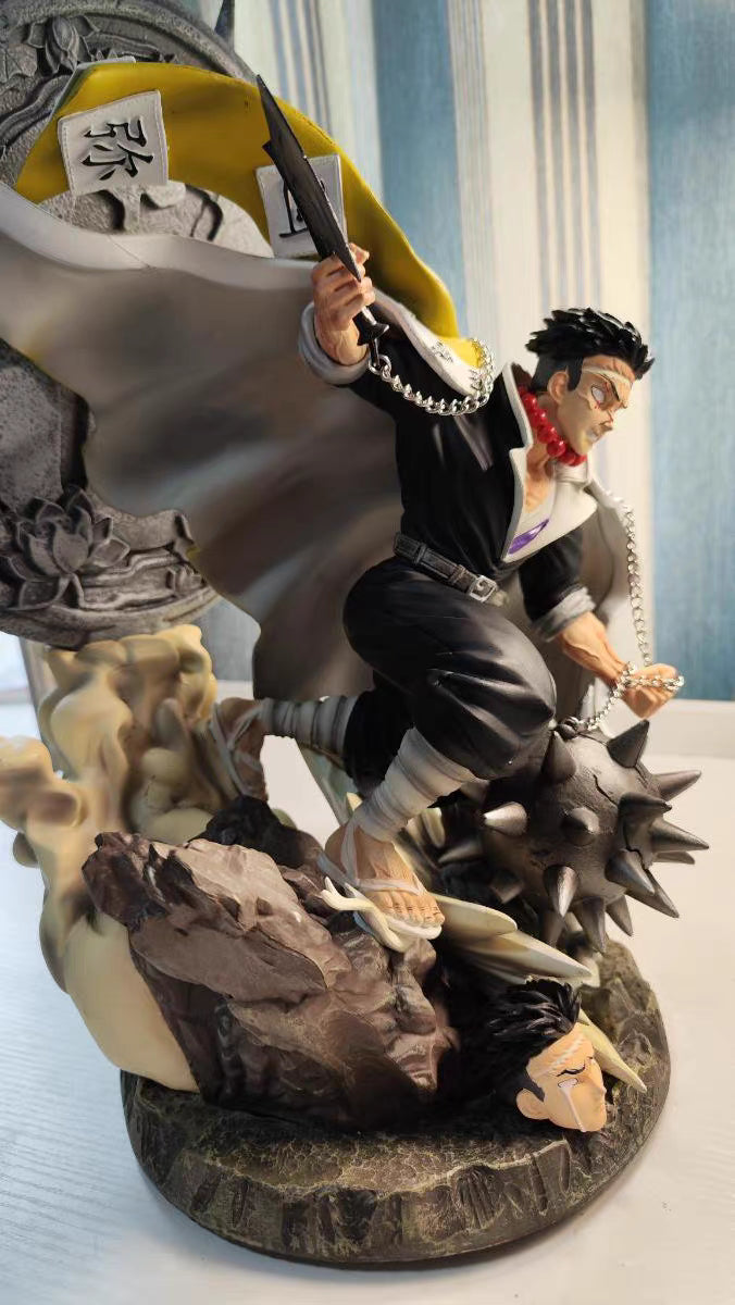 Demon Slayer Simple Carving Gyomei Himejima GK Figure 41CM Double Head Sculpt Light-Up In‑Stock Collectible Statue