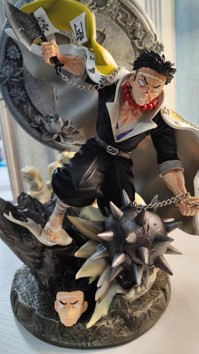 Demon Slayer Simple Carving Gyomei Himejima GK Figure 41CM Double Head Sculpt Light-Up In‑Stock Collectible Statue