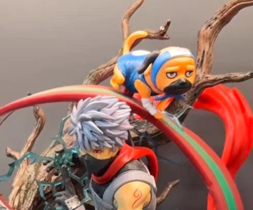 Naruto ANBU Kakashi With Sharingan & Summon Dogs KOL GK Figure 40CM Engraved Base Full Paint In‑Stock Statue