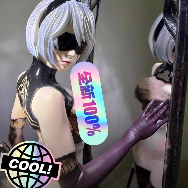 NieR Automata DS Series 2B 1/4 Scale GK Figure 60CM Double Head Sculpt Mirror Reflective Design In‑Stock Statue