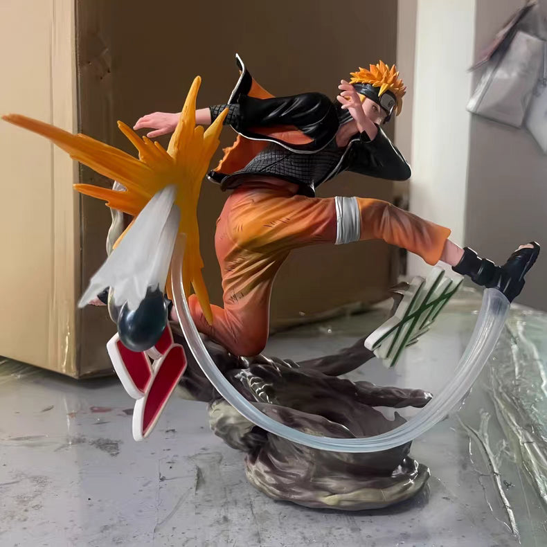 Naruto Battle Scene Rescue Mode Uzumaki Naruto GK Figure 24CM Double Head Sculpt Replaceable Hands Matte Full Paint In‑Stock Statue