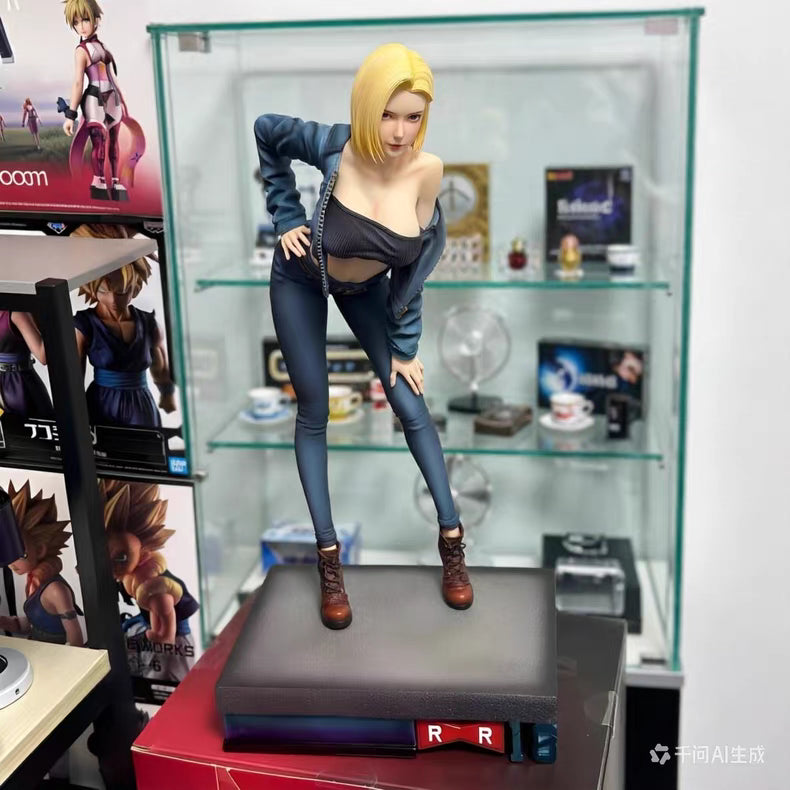 Dragon Ball Pink Butterfly Android 18 GK Figure 40CM With Base In‑Stock Desk Statue Gift