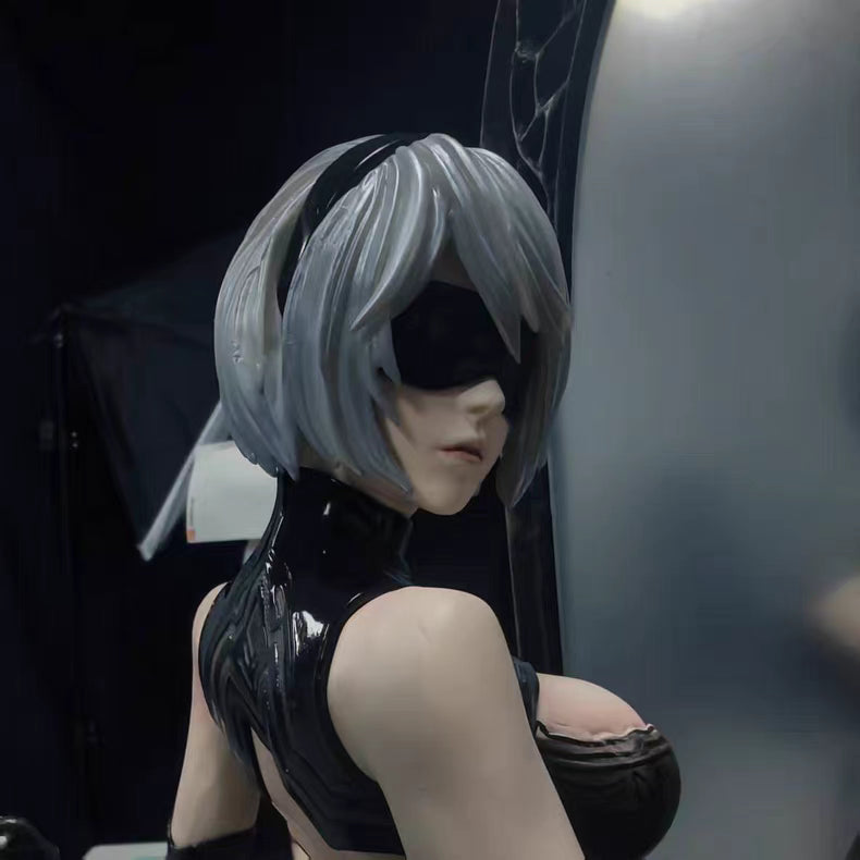 NieR Automata DS Series 2B 1/4 Scale GK Figure 60CM Double Head Sculpt Mirror Reflective Design In‑Stock Statue