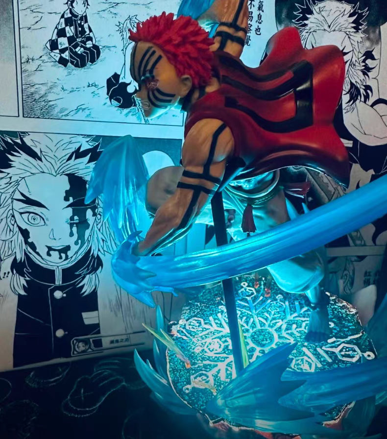 GW Demon Slayer Upper Rank 3 Akaza GK Figure 28CM Deluxe Version Light‑Up Scene Statue In‑Stock