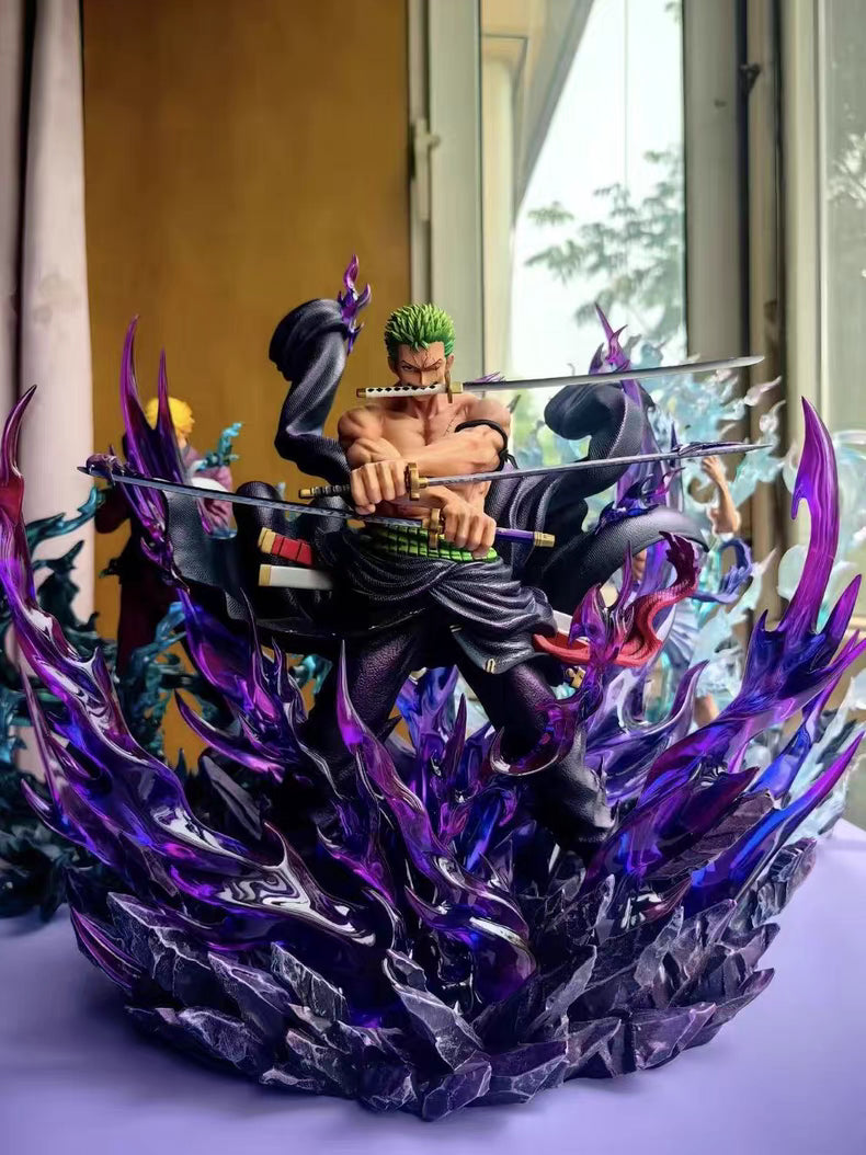 JT One Piece Sky‑Painted Explosive Aura Zoro GK Figure 34CM Exclusive Limited In‑Stock Statue