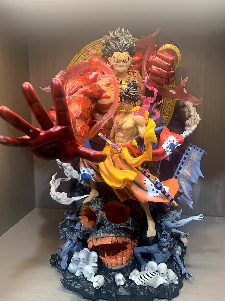 One Piece Shifengshe Wano Country Windflow Phantom Buddha Fist Luffy 48CM Light‑Up Base GK Statue Limited Edition In‑Stock