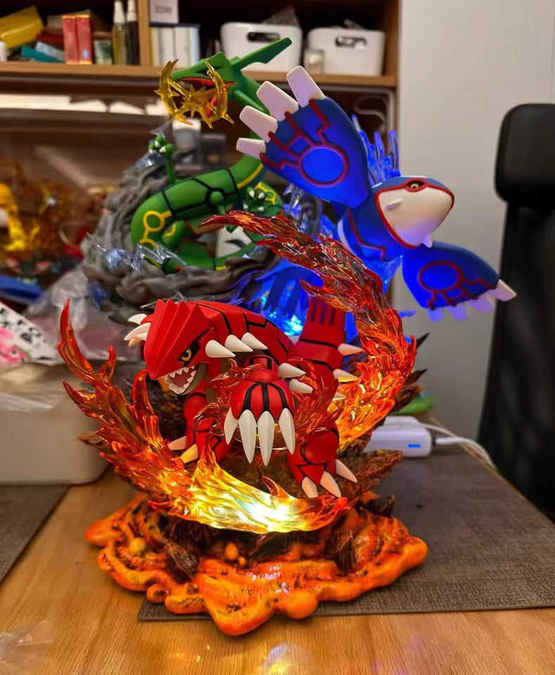 Pokemon Hoenn Trio Legendary GK Figure 36CM Light‑Up Scene Statue Upgraded Version In‑Stock