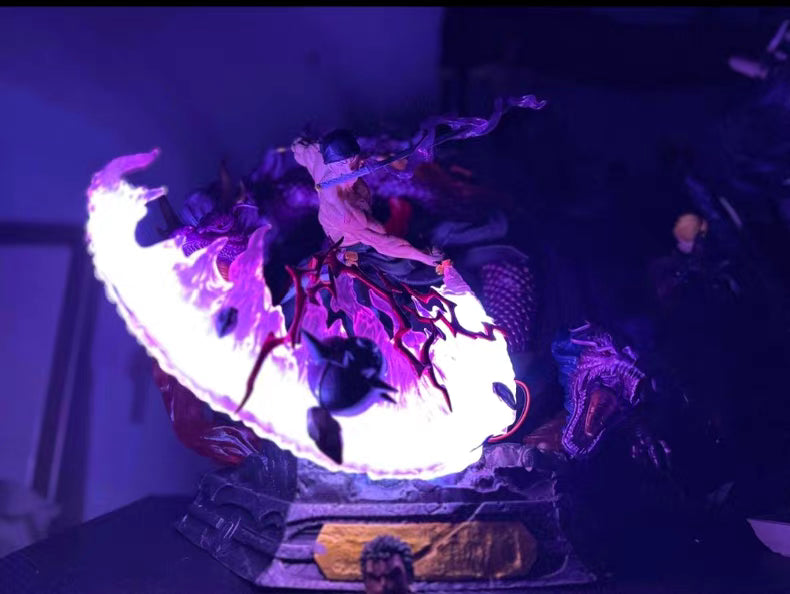One Piece Ayo Dragon Series Zoro Tornado Double‑Dragon GK Figure 36CM Light‑Up Base In‑Stock Statue Gift